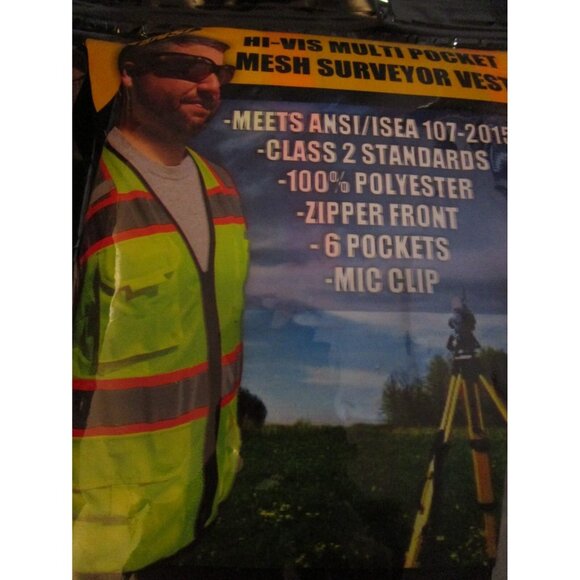 Forester Hi-Vis Class 2 Mesh Safety Vest Multi Pocket Surveyor Vest Mic Clip 3XL - Picture 6 of 6